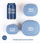 BLUE GINKGO Nesting Silicone Containers - Set of 3 Hard-Shell Silicone Food Storage Containers | BPA Free, Airtight, Dishwasher and Freezer Safe (6.7oz, 10oz, 20oz) - Blue by TinyTreasures Baby Boutique