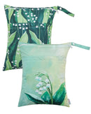 ALVABABY 2pcs Cloth Diaper Wet Dry Bags Waterproof Reusable with Two Zippered Pockets Travel Beach Pool Daycare Soiled Baby Items Yoga Gym Bag for Swimsuits or Wet Clothes 2LM13 by TinyTreasures Baby Boutique