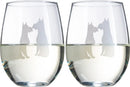 Set of 2 Dog Stemless Schnauzer Wine Glasses