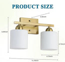 Stainless Steel Milk Glass Vanity Lights for Bathroom, 2 Light Gold Bathroom Light Fixtures Over Mirror, Ceramic E26 Sockets Wall Mounted by CozyNest Decor
