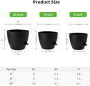 FaithLand 3-Pack Planter Pots, 10 9 8 Inch Self Watering Flower Pots for Indoor Outdoor Garden Plants, Black by CozyNest Decor