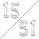 GOER Number 15 Balloons for 15th Birthday Sweet 15 Party Decorations,42 Inch Jumbo Foil Helium 51 Balloons for 51st Birthday Party Decoration (Silver) by TinyTreasures Baby Boutique