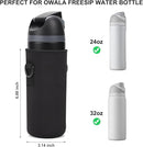Neoprene Water Bottle Carrier Bag with Adjustable Shoulder Strap for Owala 24 OZ Tumbler, Insulated Water Bottle Cover for Owala FreeSip Insulated Water Bottle (Black, 24 OZ) by TinyTreasures Baby Boutique