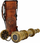 Antique Brass Pirate Telescope Camping Accessories Telescope for Adults Marine Sailor's Spyglass, 18 inch Brass Made w High Resolution Magnification w Brown Leather Case Nautical Gift by TinyTreasures Baby Boutique