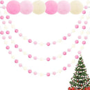 Jishi 3-Pack Pom Pom Garland Pink Felt Ball Ornament Garland Christmas Decorations, Cute Pompom Strings for Christmas Tree Decor, Xmas Holiday Party, Birthday Banner - 6.6 Feet Long, 24 Balls 25mm by CozyNest Decor