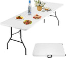 8FT Folding Table, Heavy Duty Foldable Table with Handle, Portable Fold-in-Half Utility Tables for Indoor & Outdoor Use Perfect for Camping BBQ Party Wedding Market Events, White by GreenHaven Gardens