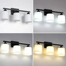 Milk Glass Vanity Lights for Bathroom, 3 Light Matte Black Bathroom Light Fixtures Over Mirror, Ceramic E26 Sockets Wall Mounted by CozyNest Decor