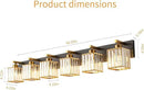 Modern Bathroom Vanity Light 6-Lights Black Gold Crystal Bathroom Wall Light Vanity Light Fixtures，44.09-inch Modern Minimalist Design by CozyNest Decor