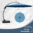 Grand patio 12 FT Sunbrella Cantilever Umbrella with Base Outdoor Aluminum Offset Umbrella with Tilt Adjustment (Sapphire Blue, 12 FT-Sunbrella) by GreenHaven Gardens