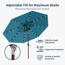 10FT Solar Umbrella 32 LED Lighted Patio Umbrella Table Market Umbrella w/Tilt and Crank, UV-Resistant Outdoor Umbrella for Pool, Garden, Deck, Lake Blue by GreenHaven Gardens