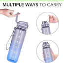 32oz Motivational Water Bottles with Time Marker & Fruit Strainer, Transparent Gradient Color Water Bottle with Times to Drink, Leakproof & BPA Free, Reusable Bottle with Strap (No Straw) by CozyNest Decor