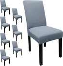 JQinHome Dining Room Chair Covers Set of 8, High Stretch Chair Slipcover Removable Washable Chair Seat Protector Cover for Home Party Hotel Wedding Ceremony (Light Grey) by CozyNest Decor