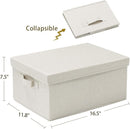 HOONEX Foldable Storage Bins with Lids, 2 Pack, Storage Boxes with Carrying Handles and Sturdy Heavy Cardboard, 16.5" L x 11.8" W x 7.5" H for Shoes, Books, Clothes, Linens, Beige by TinyTreasures Baby Boutique