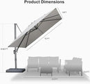 PURPLE LEAF 10 FT Cantilever Patio Umbrella Outdoor Aluminum Offset Square Umbrella with 3 Years Fade Resistance Recycled Fabric and 360-degree Rotation for Deck Pool Garden, Pebble Grey by GreenHaven Gardens