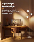 LED Tree Floor Lamp Silver, 36W Super Bright Standing Lamp with Remote Control, 4 Color Temperatures, 3 Rotatable LED Lights, Dimmable Floor Lamps for Living Room, Bedroom, Office by CozyNest Decor