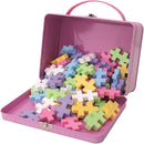 PLUS PLUS Building Set with Metal Suitcase, Open Ended Stem Toy for Toddlers and Preschool, 70 Big Pastel Interlocking Pieces by TinyTreasures Baby Boutique