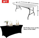 IVAPUPU 8FT Spring Table Cloth for Rectangular Fitted Events Stretch Black Table Covers Washable Cover Spandex Tablecloth Protector for Party, Wedding, Cocktail, Banquet, Festival by CozyNest Decor