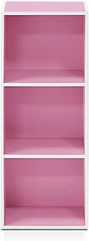 Furinno 3-Tier Open Shelf Bookcase, White/Pink 11003WH/PI by TinyTreasures Baby Boutique