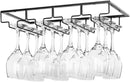 Wine Glass Rack Under Cabinet - Stemware Holder Metal Wine Glass Organizer Glasses Storage Hanger for Bar Kitchen Black 4 Rows by CozyNest Decor