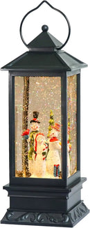 Eldnacele Singing Battery Operated Musical Lighted Christmas Snowman Water Glittering Swirling Snow Globe Lantern with Music Christmas Home Decoration and Gift, Snowman Family by CozyNest Decor