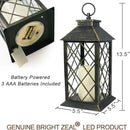 Bright Zeal 13.5" Outdoor Candle Lantern Decorative with LED Pillar Candle Battery Powered (Distressed Gold, 6hr Timer) - IP44 Waterproof Decorative Tabletop Lanterns Hanging Lanterns Indoor Outdoor by CozyNest Decor