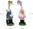Porch Goose Statue Outfits Large Garden Sculpture Cement Home Outdoor Decorations Lawn Resin Big Duck Figurine Outside Yard Concrete Geese Decor Farmhouse Duckling Couple Dress Up by CozyNest Decor