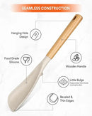 Multifunction Spatula Spoon for Nonstick Cookwares, Great for Cooking and Serving, Sturdy BPA-Free Matte Silicone, Wood Handle Spatula for Mixing, Scoop, and Scrape, Khaki(2 pack,11.4" & 13.4") by CozyNest Decor