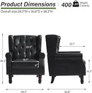 Accent Chair, Upholstered Armchair with Button Tufted High Back & Solid Wood Legs, Comfy Wingback Reading Single Sofa Chair for Small Spaces, Living Room, Bedroom (Leather Black, Set of 1) by CozyNest Decor