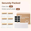 ComSaf 0.7 Qt Rectangle Glass Storage Containers with Lids, Glass Jars with Bamboo Lids, Clear Food Jar, Sugar Coffee Containers, Small Pantry Storage Container for Tea Candy Nuts Spices Oat by CozyNest Decor