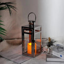 TRIROCKS Stainless Steel Decorative Lantern 12'' High Metal Hanging Lantern with Clear Glass Panels Perfect for Home Decor Living Room Parties Events Tabletop Indoors Outdoors (Silver) by CozyNest Decor