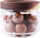 Glass Coffee Containers, 8.5 FL OZ/250 ml Kitchen Serving Food Storage Canister with Sealed Wooden Lid, BPA-Free Clear Glass Jar for Tea Leaves, Powder, Spice(3.06 inch) by CozyNest Decor