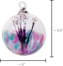 Luke Adams Glass | 3" Mini Glass Tree of Life | Handmade Ornament | Hanging Garden Gazing Ball | Indoor Outdoor Home Décor | (Pink Violet Teal) by CozyNest Decor