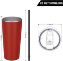 VEGOND 20oz Tumbler Bulk with Lid and Straw 12 Pack, Stainless Steel Vacuum Insulated Tumbler, Double Wall Coffee Cup Travel Mug, Red by TinyTreasures Baby Boutique