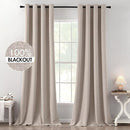 MIULEE Linen Texture Curtains, 2 Pack Blackout Thermal Insulated Khaki, 52x120 Inch Grommet Room Darkening Curtains/Draperies for Bedroom, Living Room, Nursery by TinyTreasures Baby Boutique