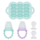 WeeSprout Silicone Baby Food Feeders + Freezer Tray for Batch Prep, Set of 2, Introduce New Foods Safely, Double as Teething Toys, Includes 2 Extra Pouches & Travel Lids, Dishwasher Safe by TinyTreasures Baby Boutique