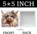 Highland Cow Decor, Highland Cow Gifts for women, Cow With Leopard Bow, Highland Cow Nursery Decor, Wooden Box Decor Sign for Home Farmhouse Office Living Room Table Shelf by CozyNest Decor