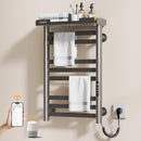 ENZE Heated Towel Rack with Shelf and Wi-Fi App Control, 8 Bars Electric Wall Mounted Towel Warmer with Timer & Adjustable Temperature, Low Carbon Steel, Plug-in/Hardwired, Gray by TinyTreasures Baby Boutique