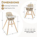 BABY JOY Convertible Baby High Chair, 3 in 1 Wooden Highchair/Booster/Chair with Removable Tray, Adjustable Legs, 5-Point Harness, PU Cushion and Footrest for Baby, Infants, Toddlers (Beige) by TinyTreasures Baby Boutique