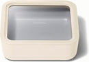 Caraway Glass Food Storage, 10 Cup Glass Container,Ceramic Coated Food Container,Easy to Store, Non Toxic, Non Stick Lunch Box Container with Glass Lids. Dishwasher, Oven,Square Shape,Cream by TinyTreasures Baby Boutique