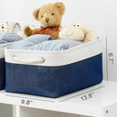 TheWarmHome Storage Basket for Organizing - Medium 3 Pack 14x10x7 inch Fabric Storage Cubes for Shelves with Rope, Collapsible Storage Bin for Organizer Closet Cloth Gift Toy (White & Jean Blue) by CozyNest Decor
