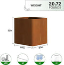 Corten Steel Planter Box 20" L x 20" W x 20" H,Large Metal Square Planter for Outdoor Plants,Metal Cube Flower Pot with Drainage Hole for Porch Hotel Patio Yard by GreenHaven Gardens