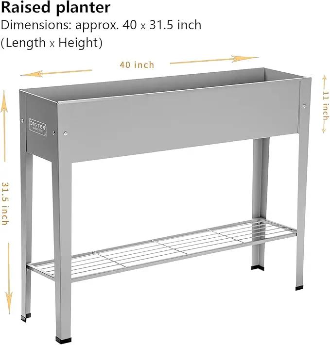 Metal Raised Garden Bed,Raised Planter Box with Legs,Herbs and Vegetables Planter Suitable for Outdoor Patio Deck and Porch (Gray), photo 5 of 7