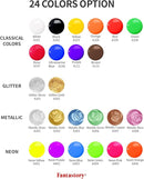 Fantastory Tempera Paint for Kids 24 Colors (2 oz Each) Washable Tempera Paint, Kids Poster Paint Sponge Painting, Non-Toxic Kids Paint Finger Paints Hand Paints Bottles Gifts by TinyTreasures Baby Boutique