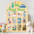 ORIGACH My First Year Baby Growth Photo Display Wood Board - 12 Months Newborn Milestones Photo Board - Neutral Baby Keepsake Frame 1st Birthday Party Nursery Decor New Mom Gift - Golf Element by TinyTreasures Baby Boutique
