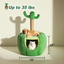 Cat Houses for Indoor Cats, Small Cat Tree with Sisal Ropes and Plush Perch, Cute Cat Bed Cave with Soft Pillow, Cactus Design by CozyNest Decor