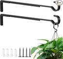 15 Inch 2 Black Pack Heavy Duty Outdoor Plant Hangers for Hanging Baskets, Iron Hanging Plant Brackets for Hanging Plants Outside, Metal Plant Hooks Plant Wall Hooks for Hanging Lantern, Bird Feeder by GreenHaven Gardens