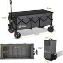 Sekey 48''L Collapsible Foldable Extended Wagon with 440lbs Weight Capacity, Heavy Duty 300L Folding Utility Garden Cart with Big All-Terrain Beach Wheels & Drink Holders. Grey by GreenHaven Gardens