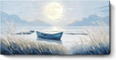 Large Wall Art for Living Room Bedroom Decor - Modern Nautical Beachy Ocean Beach Seascape Nature Artwork with Blue Boat Moon Lake Mountain Sea - Relaxing Serene Canvas Picture for Coastal Rustic Home by CozyNest Decor