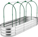 POTEY Raised Garden Bed with Greenhouse Galvanized Planter Box with 2 Greenhouse Cover for Outdoor Gardening Garden Box for Fruit, Vegetable, Flower, Herbs and Strawberry Plant by GreenHaven Gardens