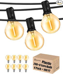 DAMAING Outdoor String Lights 400FT Patio Lights with 208 shatterproof G40 dimmable Globe LED Bulb, Waterproof connectable Outdoor Lighting for Backyard Porch Balcony gazobo, 4-Pack 100FT,Black by GreenHaven Gardens